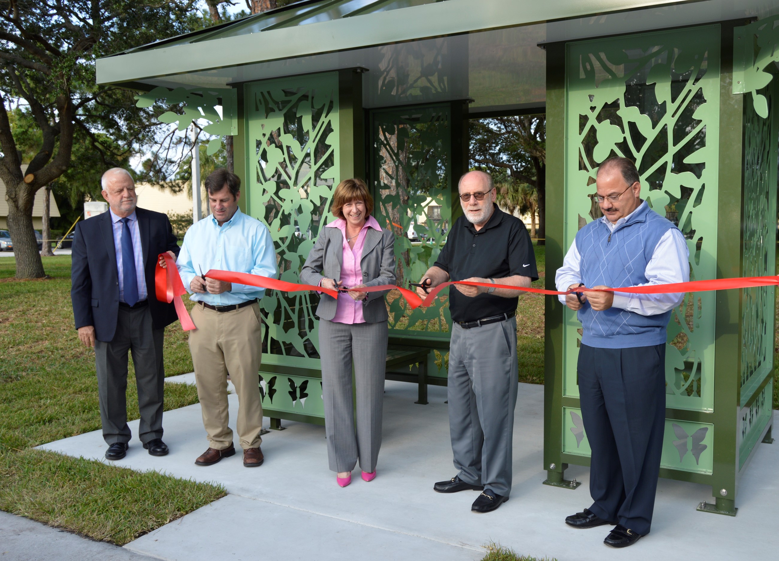Artistic Bus Shelter Ribbon Cutting